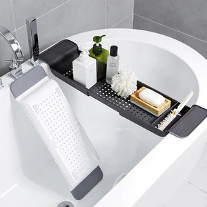 Grey Metalic Style Extending Bath Shelf