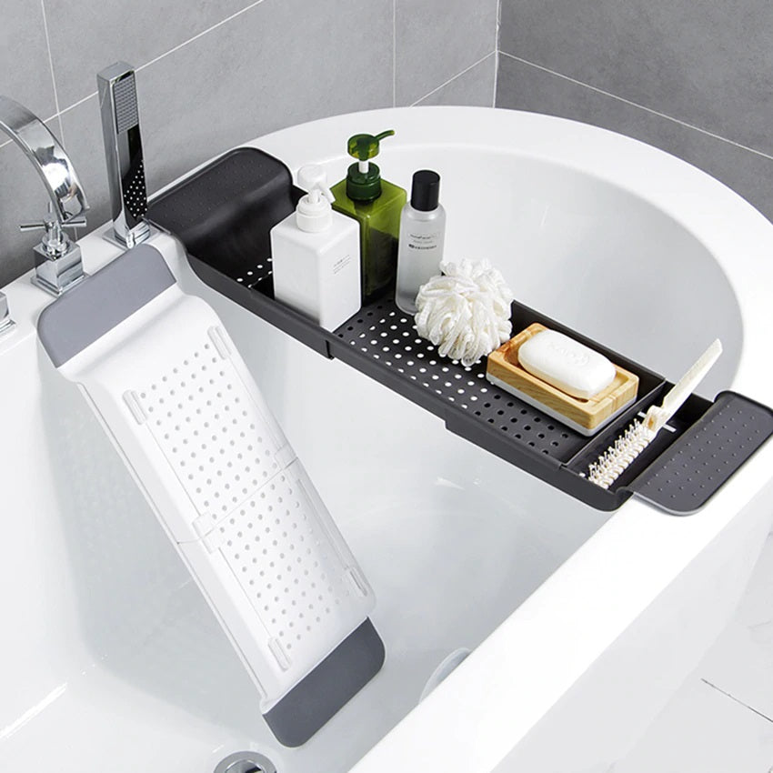 Grey Metalic Style Extending Bath Shelf